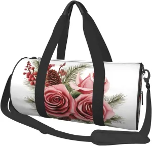 Duffel Bag for Gym Travel Storage Luggage Bag Rose Flower Pinecone Floral Sport Duffle Bag With Zipper Weekender Bag
