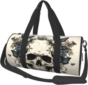 Duffel Bag for Gym Travel Storage Luggage Bag Skull Butterfly Retro Gothic Skeleton Sport Duffle Bag With Zipper Weekender Bag
