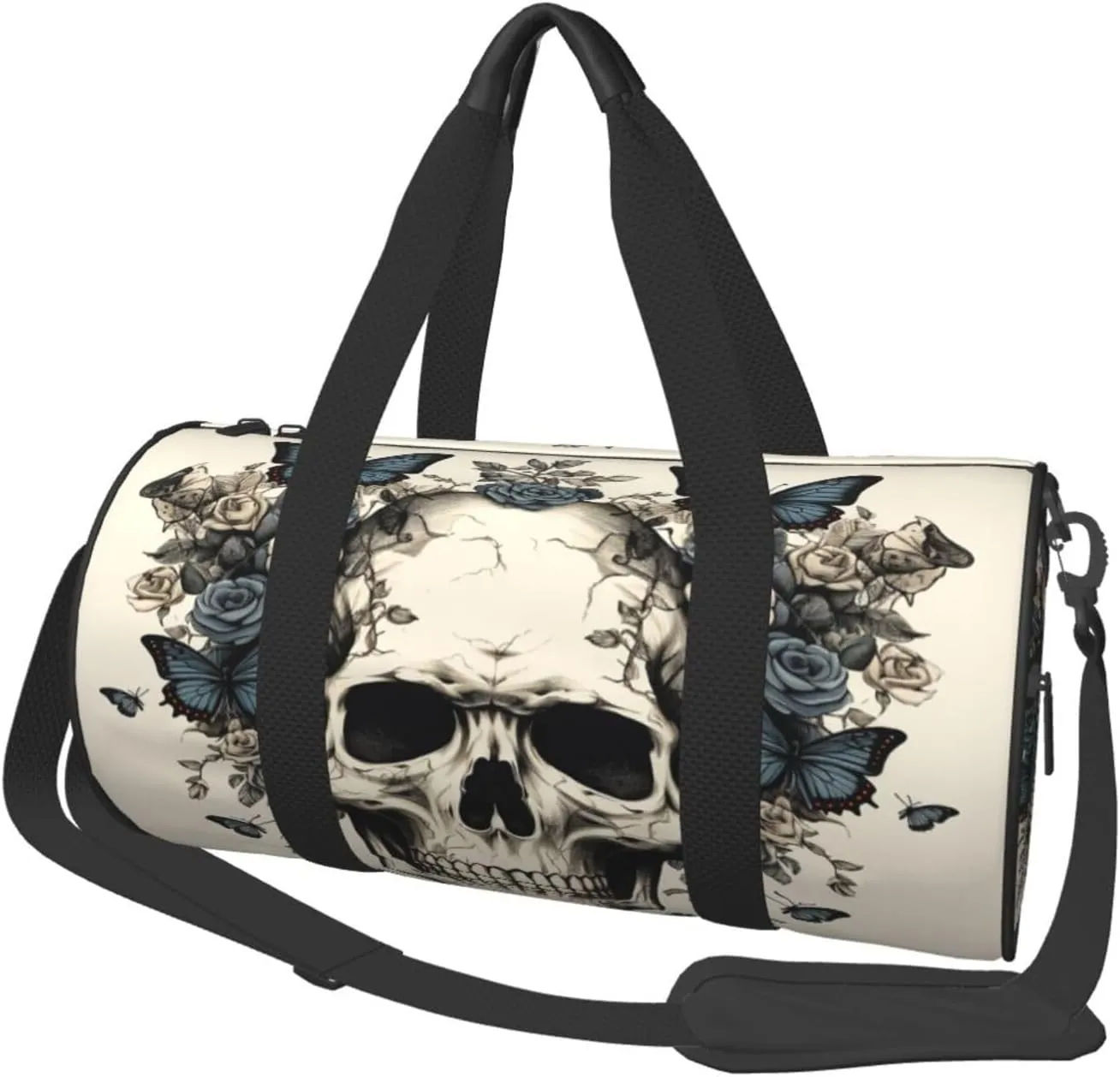 Duffel Bag for Gym Travel Storage Luggage Bag Skull Butterfly Retro Gothic Skeleton Sport Duffle Bag With Zipper Weekender Bag