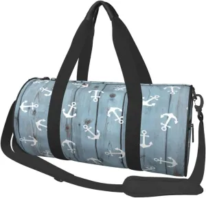 Duffel Bag for Gym Travel Storage Luggage Bag Wooden Anchor Nautical Theme Sport Duffle Bag With Zipper Weekender Bag