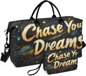 Duffel Bag for Traveling, Abstract Chase Dream Travel Bag Gym Bag, with Multiple Interior Pockets Shoulder Weekender Bag for Women Men with Toiletry Bag 20.5L x 1.9W x 13.8H
