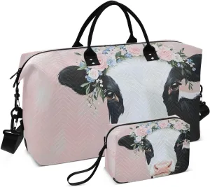 Duffel Bag for Traveling, Cow Garland Closeup Travel Bag Gym Bag, with Multiple Interior Pockets Shoulder Weekender Bag for Women Men with Toiletry Bag 20.5L x 1.9W x 13.8H