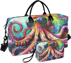 Duffel Bag for Traveling, Sea Monster Glasses Travel Bag Gym Bag, with Multiple Interior Pockets Shoulder Weekender Bag for Women Men with Toiletry Bag 20.5L x 7.9W x 13.8H