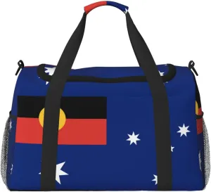 Duffle Bag Australian Flag With Aboriginal Flag Travel Duffel Bag Weekender Bag For Men Womentravel Sports Gym
