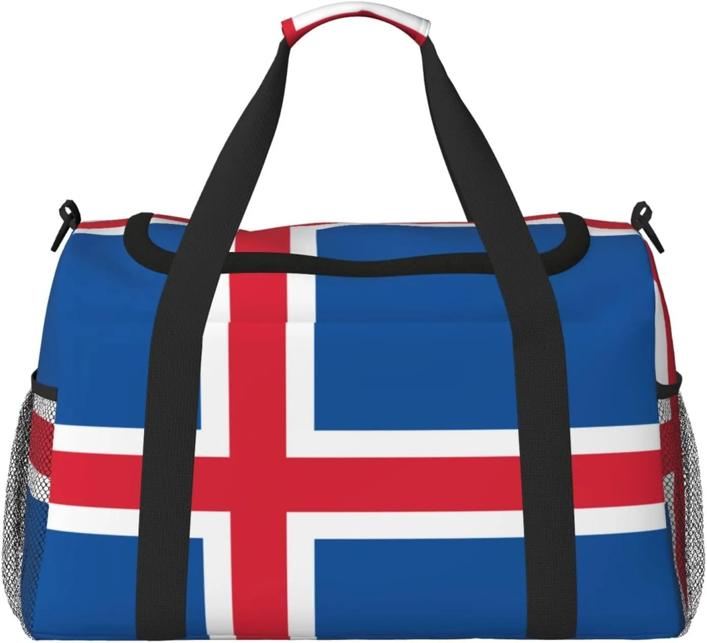 Duffle Bag For Travel Flag Of Iceland Travel Bag Carry On Bag For Womens Mens Gym Weekender Overnight Trips
