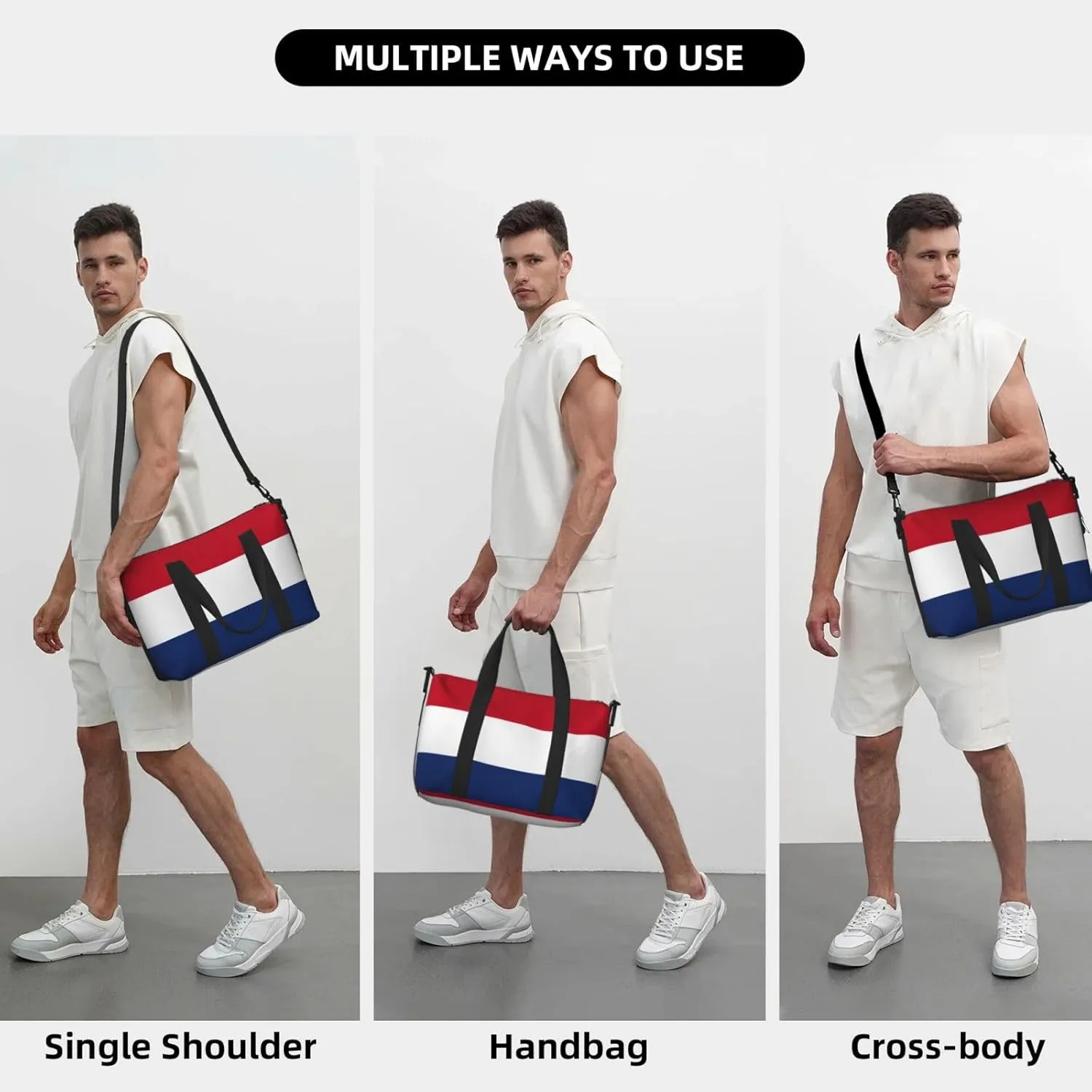Dutch Flag Small Duffel Bag Foldable Travel Bag Weekender Bag Overnight Gym Hospital Bags For Women&Men