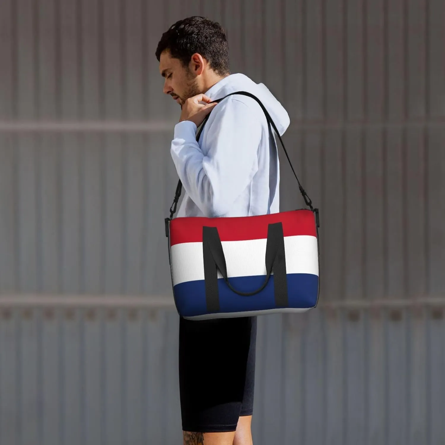 Dutch Flag Small Duffel Bag Foldable Travel Bag Weekender Bag Overnight Gym Hospital Bags For Women&Men