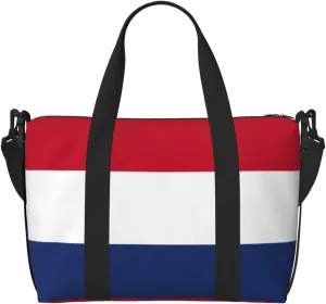 Dutch Flag Small Duffel Bag Foldable Travel Bag Weekender Bag Overnight Gym Hospital Bags For Women&Men