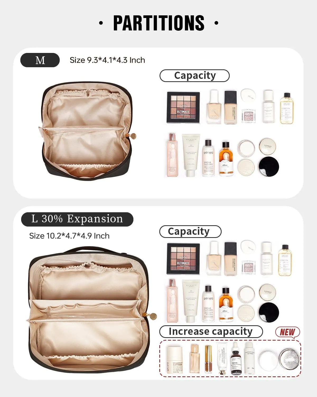 EACHY Travel Makeup Bag,Large Capacity Cosmetic Bags for Women,Waterproof Portable Pouch Open Flat Toiletry Bag Make up Organizer with Divider and Handle