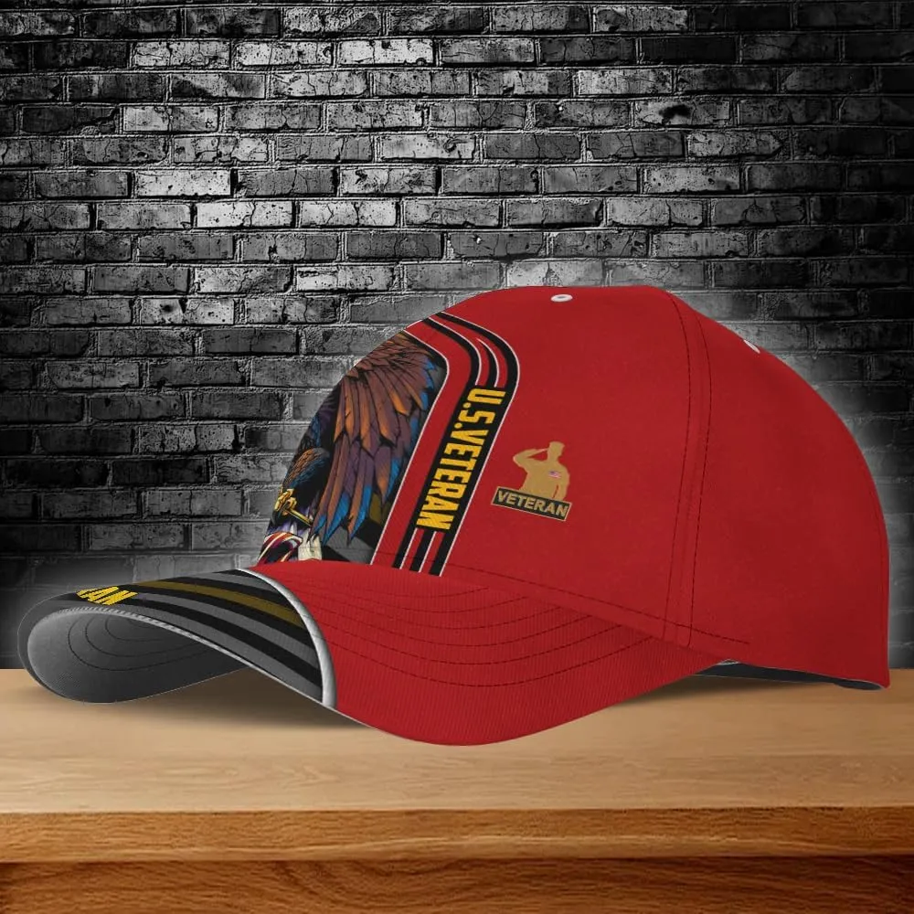 Eagle Crest Military Hats, Some Gave All Veteran Cap, Gift for Grandpa, Dad on Veterans Day, All Over Printed Hat