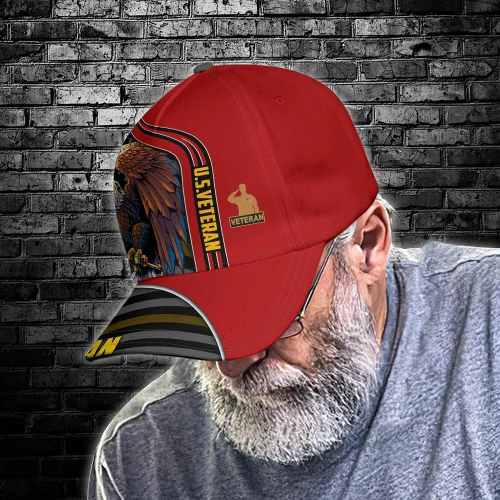 Eagle Crest Military Hats, Some Gave All Veteran Cap, Gift for Grandpa, Dad on Veterans Day, All Over Printed Hat