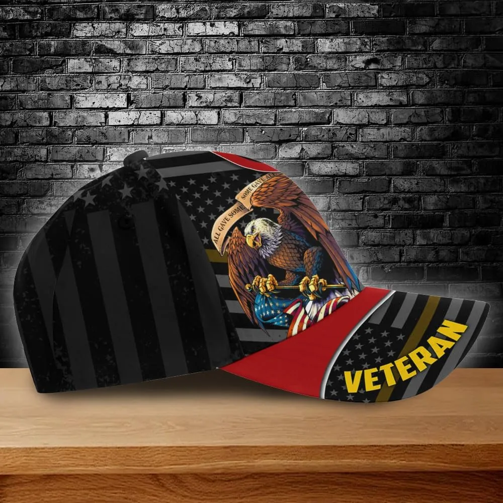 Eagle Crest Military Hats, Some Gave All Veteran Cap, Gift for Grandpa, Dad on Veterans Day, All Over Printed Hat
