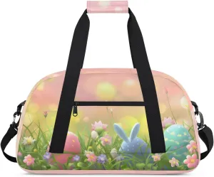 Easter Cartoon Flower Egg Duffle Bag for, Waterproof Sports Gym Bag, Dance Bag, Lightweight Water Resistant Foldable Gym Bag, Sport Duffel Bag Travel Overnight Weekender Bags