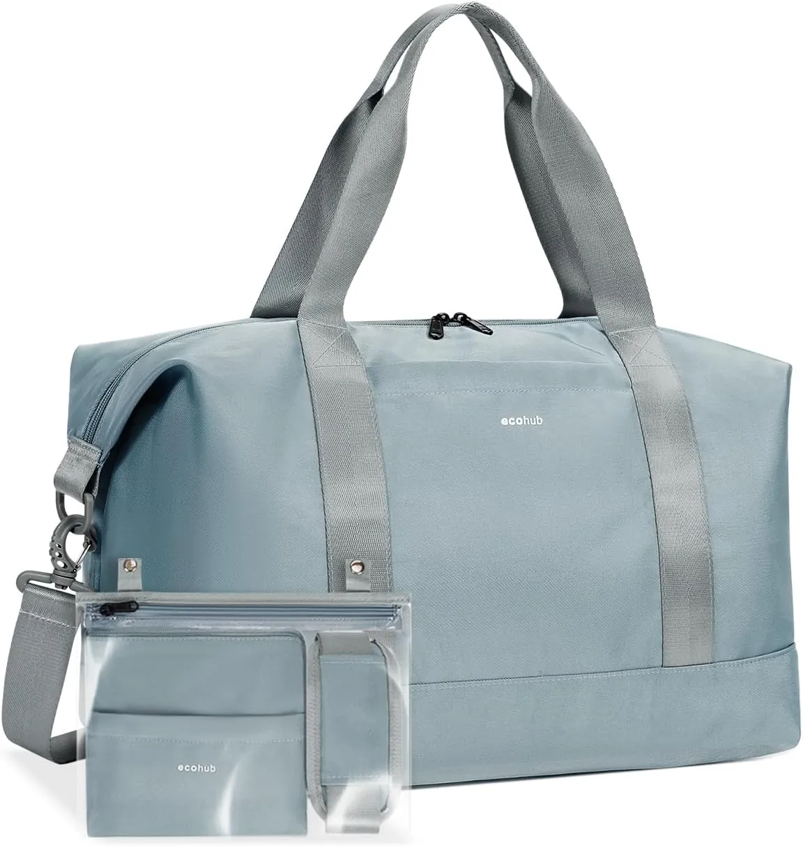 ECOHUB For Spirit Airlines Personal Item Bag 18x14x8 Underseat Carry on Luggage with Removable Wet Bag, Travel Duffel Bags Weekender for Women, 30L (Grey)