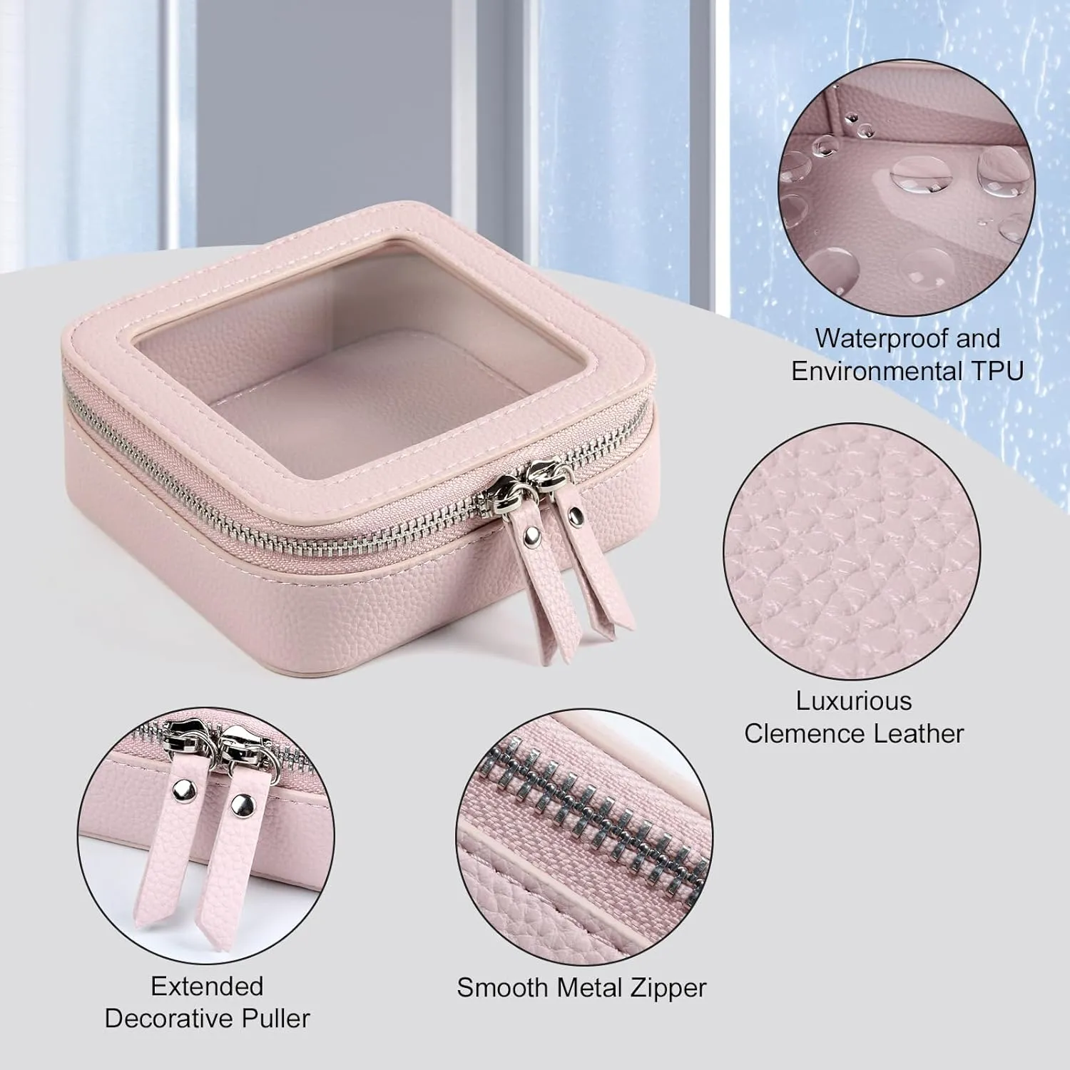 EcoVision Clear Makeup Bag, Travel Cosmetic Accessory Bag, Toiletry Organizer Bags for Women, Portable Waterproof Zipper Cosmetic Bag with Transparent Window