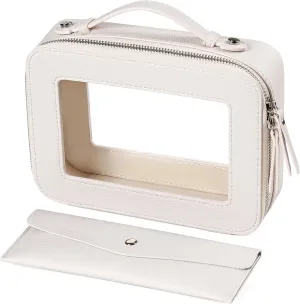 EcoVision Clear Makeup Bag, Travel Cosmetic Accessory Bag, Toiletry Organizer Bags for Women, Portable Waterproof Zipper Cosmetic Bag with Transparent Window