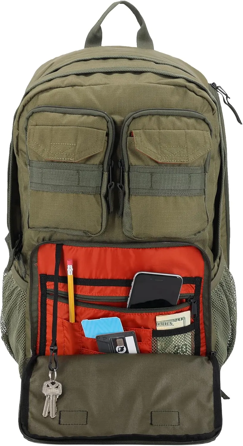 Eddie Bauer Cargo Backpack with Organization Compartments and Hydration/Laptop Compatible Sleeve, Moss Grey, 30L