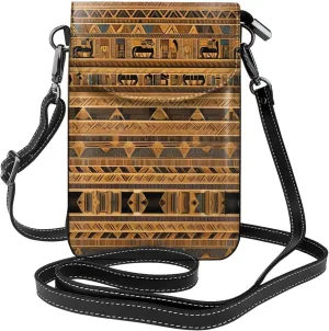 Egyptian frescoes Pattern Leather Crossbody Flap Phone Bag - Versatile Gift for Women Walking, Camping, Shopping, and Travel