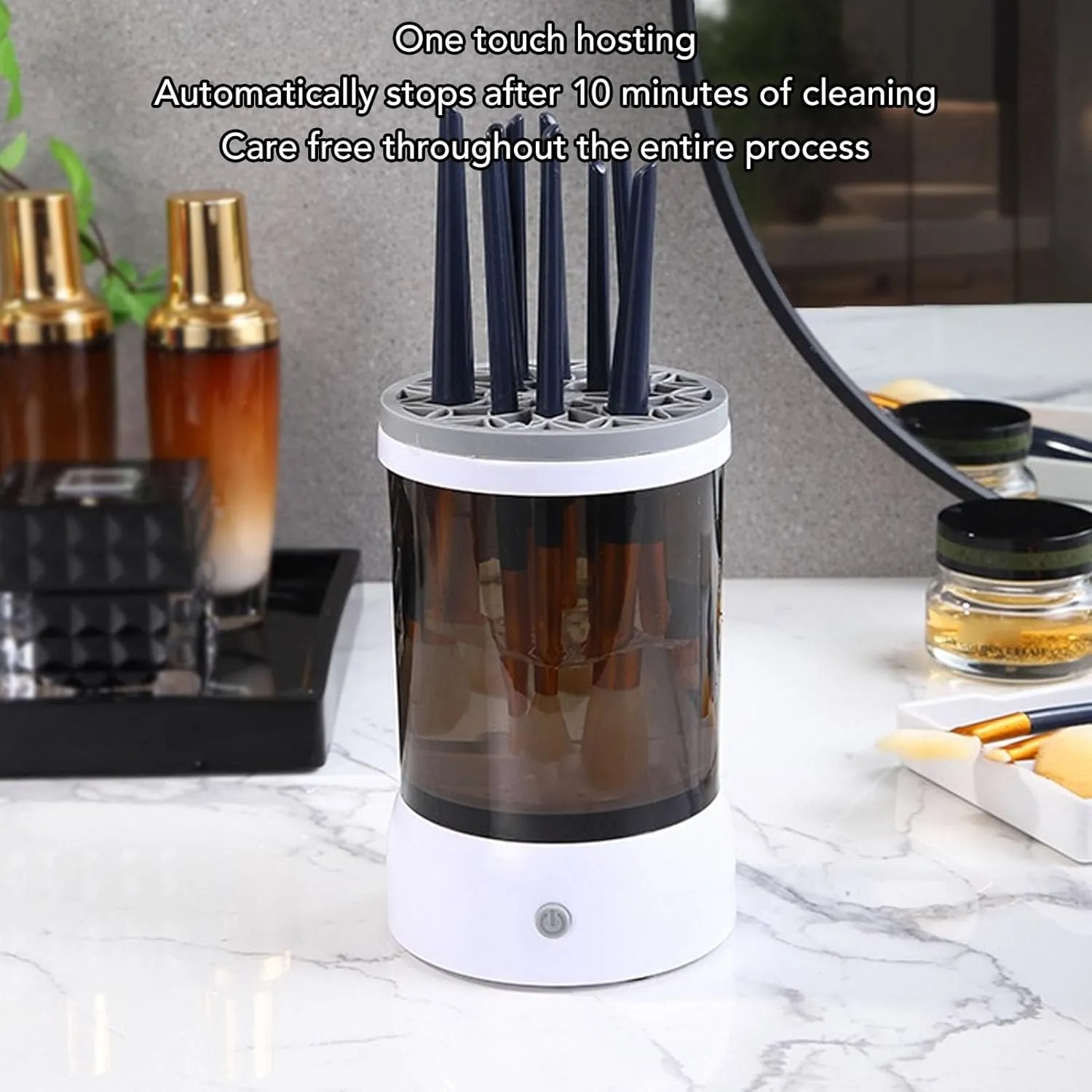 Electric Cosmetic Brush Cleaner,USB Quick Dry Makeup Brush Cleaner Machine Automatic Spinner Brush Cleaner for Makeup Artists Makeup Enthusiasts (Grey)