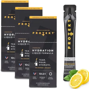 Electrolyte Packets for Recovery & Hydration | Organic & Sugar-Free Electrolytes Drinks | Works Faster Than Powder Drink | On-The-Go Liquid Hydration Drink | Lemonade, 30 Pack