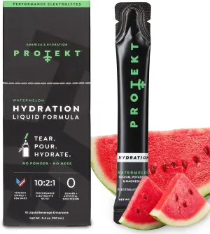 Electrolyte Packets for Recovery & Hydration | Organic & Sugar-Free Electrolytes Drinks | Works Faster Than Powder Drink | On-The-Go Liquid Hydration Drink | Watermelon, 10 Pack