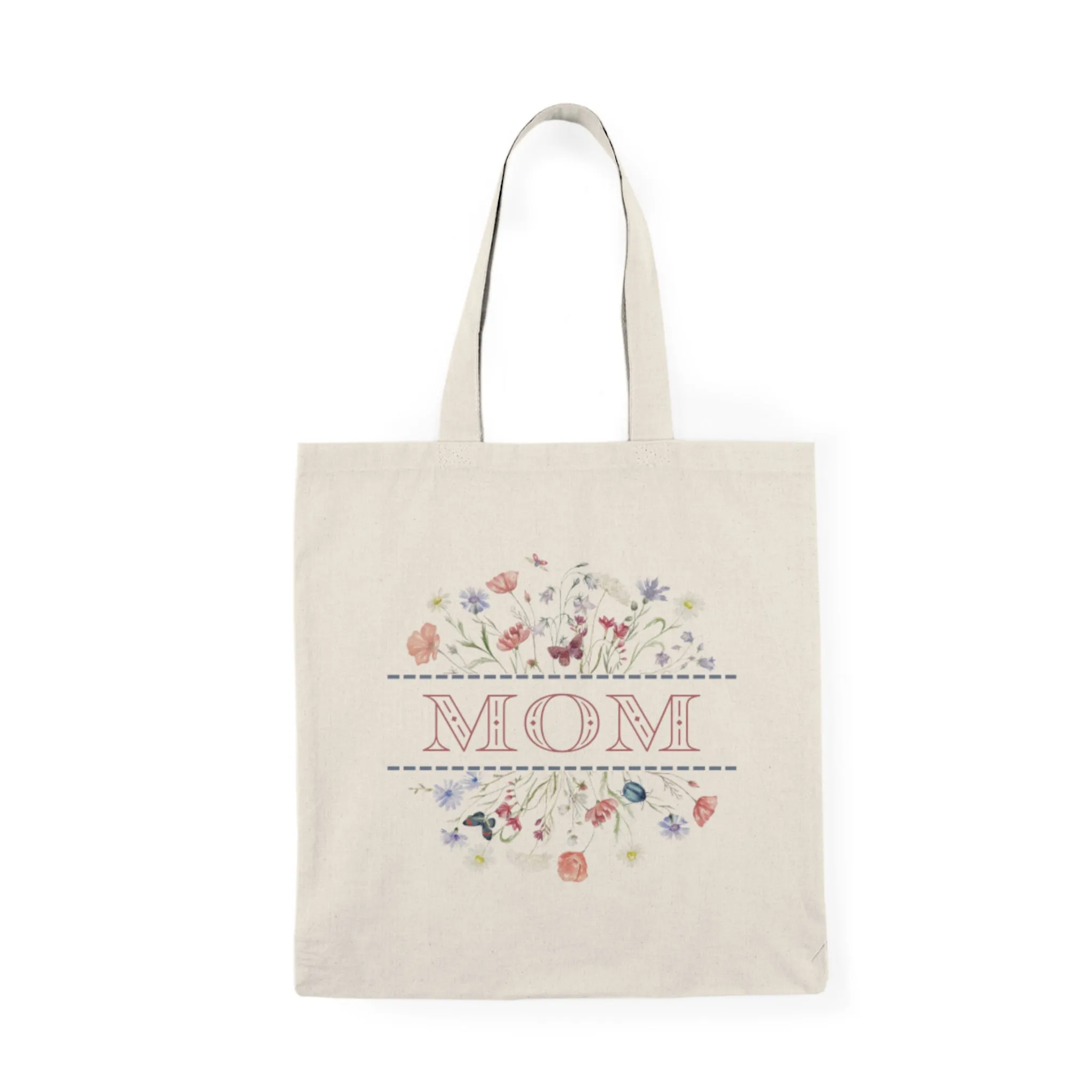 Elegant Floral Mom Tote Bag | Eco-Friendly Natural Canvas Bag for Mothers Day