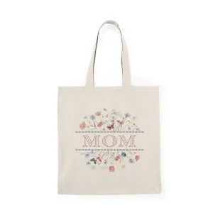 Elegant Floral Mom Tote Bag | Eco-Friendly Natural Canvas Bag for Mothers Day