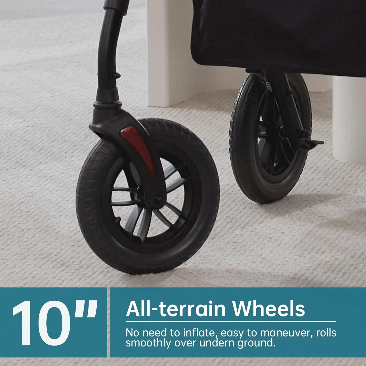 ELENKER All-Terrain Rollator Walker with 10” Non-Pneumatic Wheels, Sponge Padded Seat and Backrest, Fully Adjustment Frame for Seniors, Green