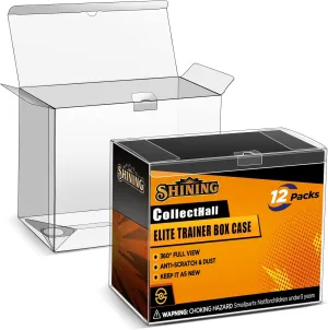 Elite Trainer Box Protector Case, ETB Display Case ETB-Protector Case Transparent and Easy to Fold PKMN Etb Protector (Ultimate, 12 Packs)