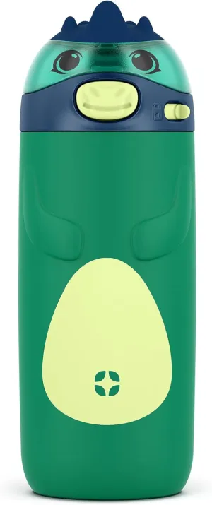 Ello Ellies 12oz Vacuum Insulated Stainless Steel Kids Water Bottle with Straw and Built-in Carrying Handle and Leak-Proof Locking Lid for School Backpack, Lunchbox and Outdoor Sports