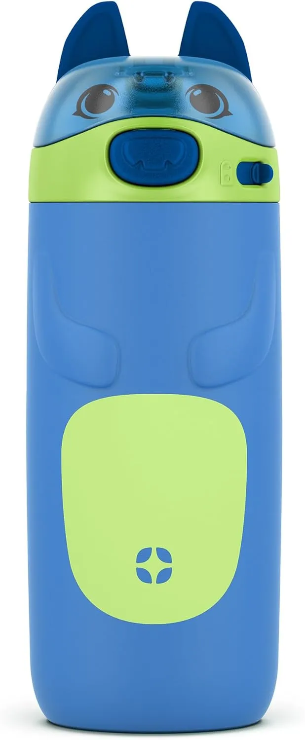 Ello Ellies 12oz Vacuum Insulated Stainless Steel Kids Water Bottle with Straw and Built-in Carrying Handle and Leak-Proof Locking Lid for School Backpack, Lunchbox and Outdoor Sports