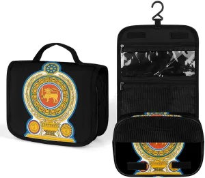 Emblem of Sri Lanka Makeup Bag Portable Hanging Organizer for Travel Wash Bags With Handle And Divider