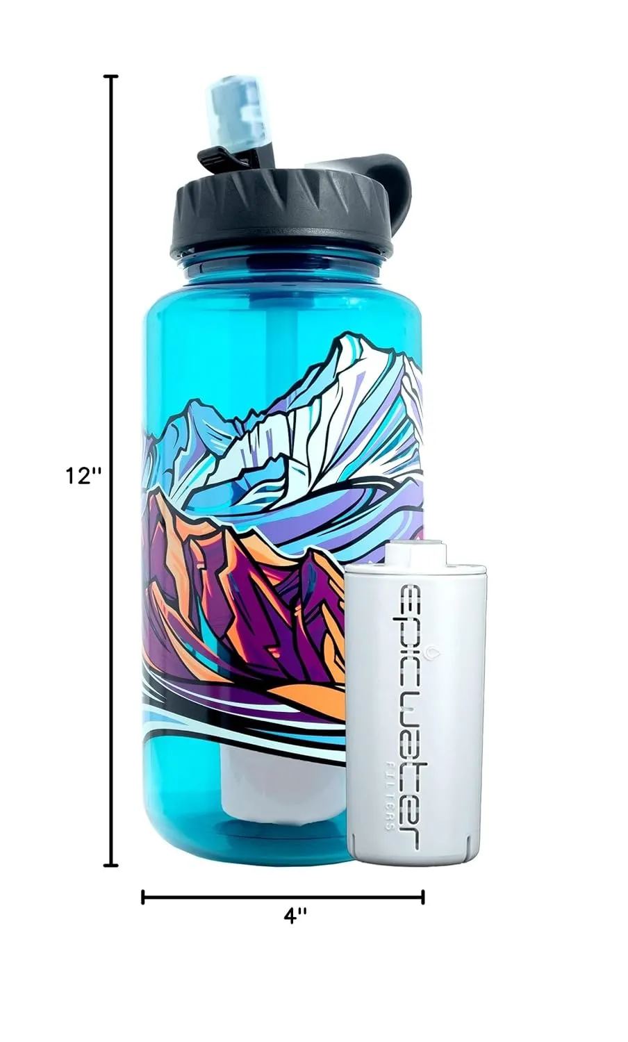 Epic Water Filters Nalgene OG Water Bottle with Filter, USA Made, BPA Free, Removes 99.99% Tap Water Contaminants, Forever Chemicals, Leggitt Art, 32 oz