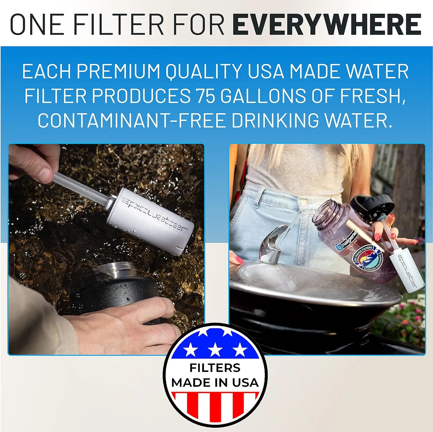 Epic Water Filters Nalgene OG Water Bottle with Filter, USA Made, BPA Free, Removes 99.99% Tap Water Contaminants, Forever Chemicals, Leggitt Art, 32 oz