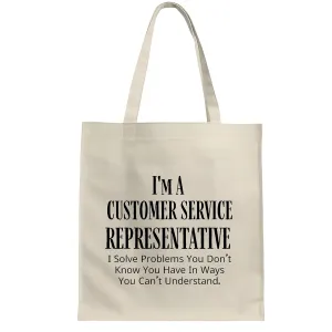 er Service Representative Helping You with Unresolved Problems White Multicolor Canvas Tote Bag
