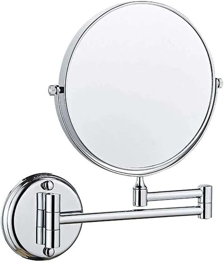 Extending Folding Bathroom Shaving Cosmetic Make Up Mirror 3X 1X Magnification with Drilling or Without Drilling Silver