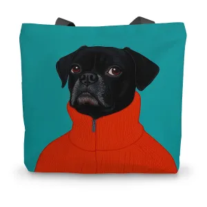 Eyes on the Pug Dog Canvas Tote Bag