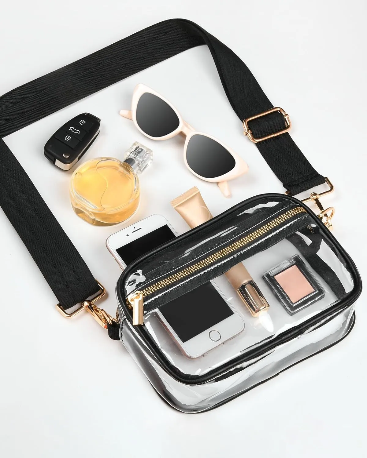 FANGSUN Clear Crossbody Bag Stadium Approved, Clear Purse for Women, Transparent Shoulder Messenger Handbag for Concert Sport