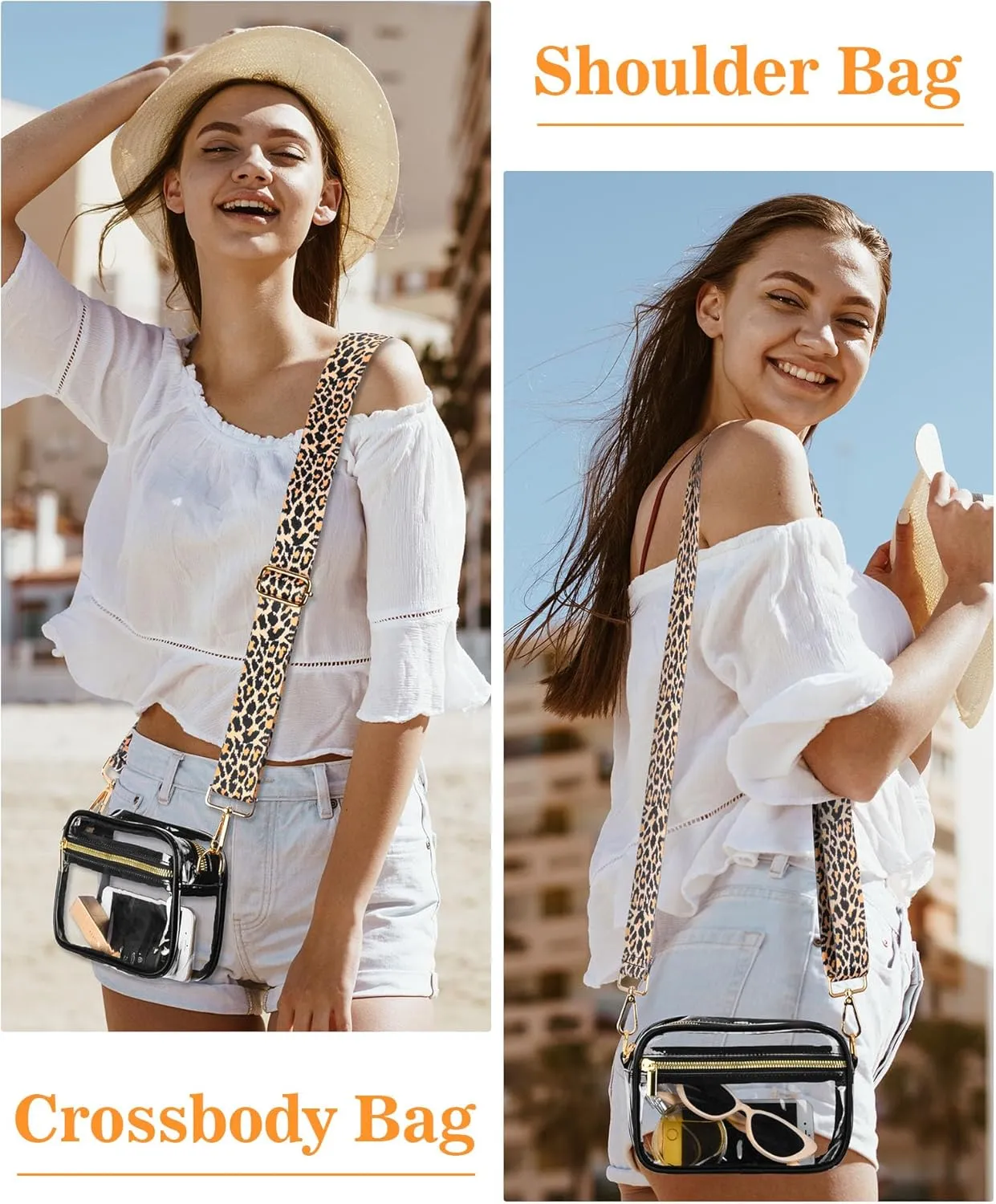 FANGSUN Clear Crossbody Bag Stadium Approved, Clear Purse for Women, Transparent Shoulder Messenger Handbag for Concert Sport