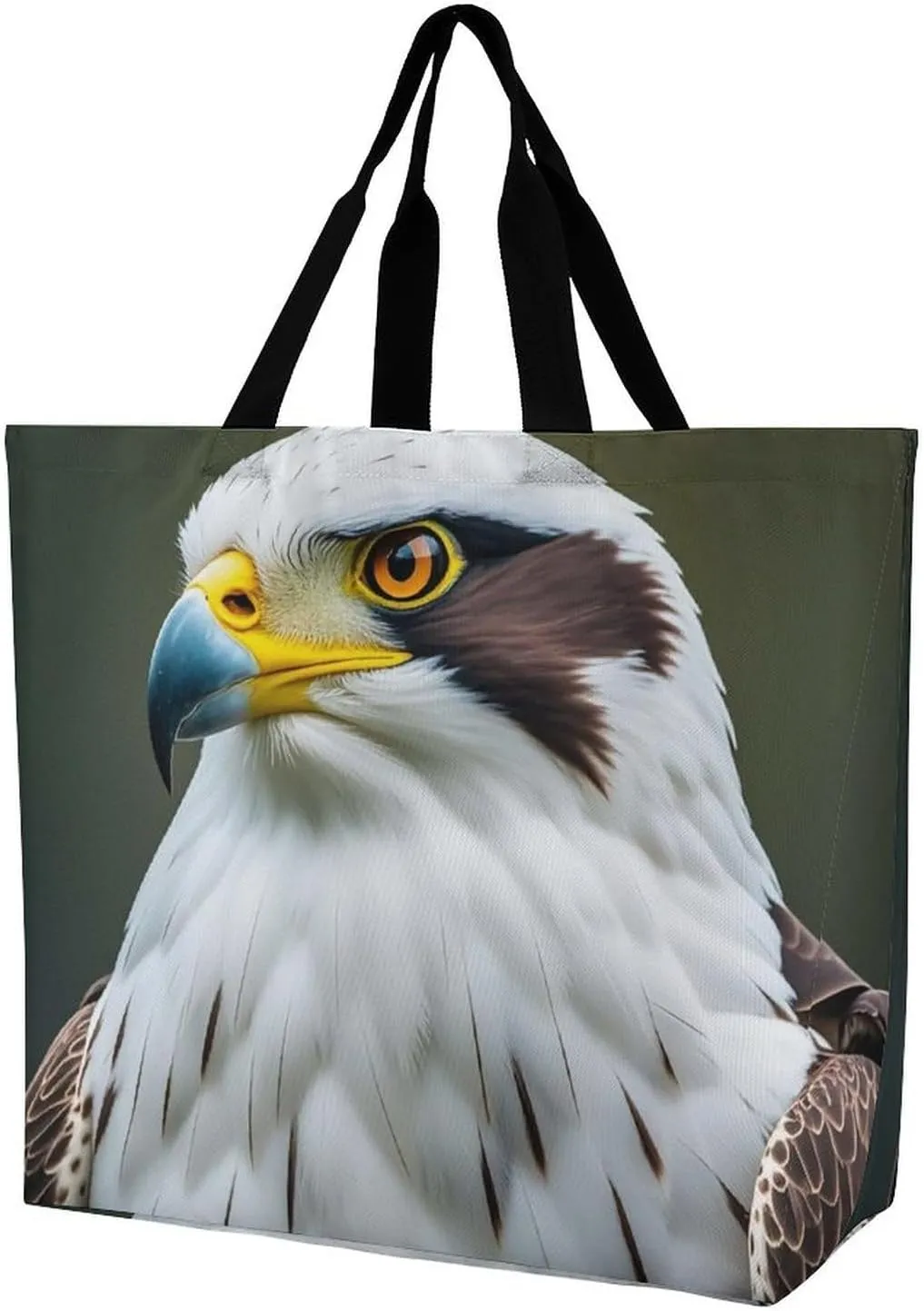 Fashionable Reusable Women's Shoulder Tote Bag Spear Falcon, White Eagle Printed with Unique Heat Transfer Print, Eco-Friendly Durable Polyester for Grocery, Travel & Gifts
