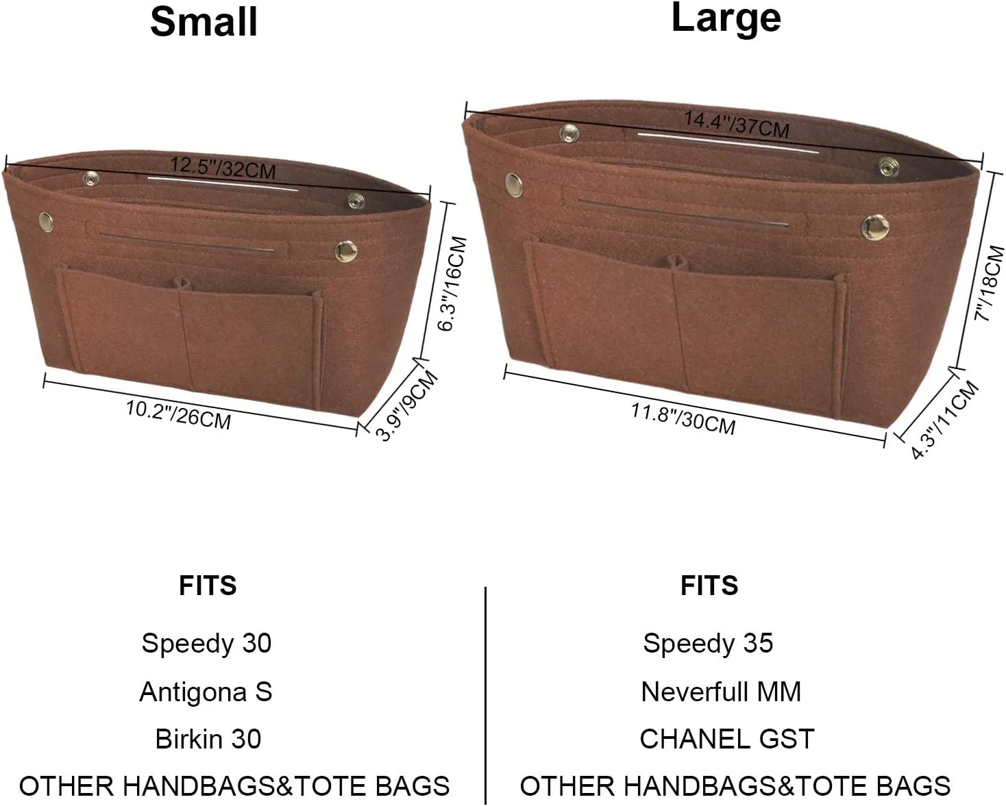 Felt Tote Handbag Purse Organizer Insert Divider Shaper Bag in Bag