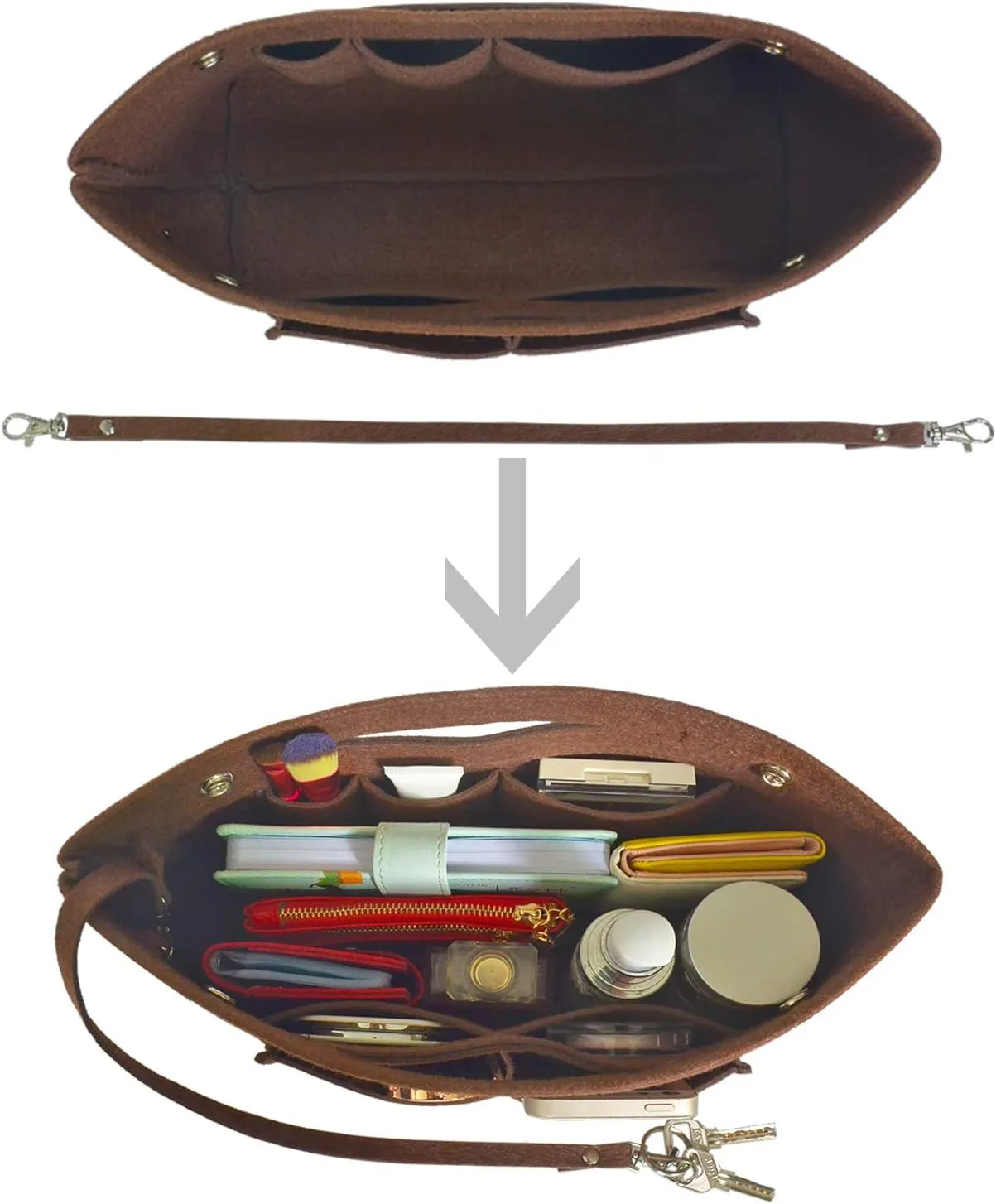 Felt Tote Handbag Purse Organizer Insert Divider Shaper Bag in Bag