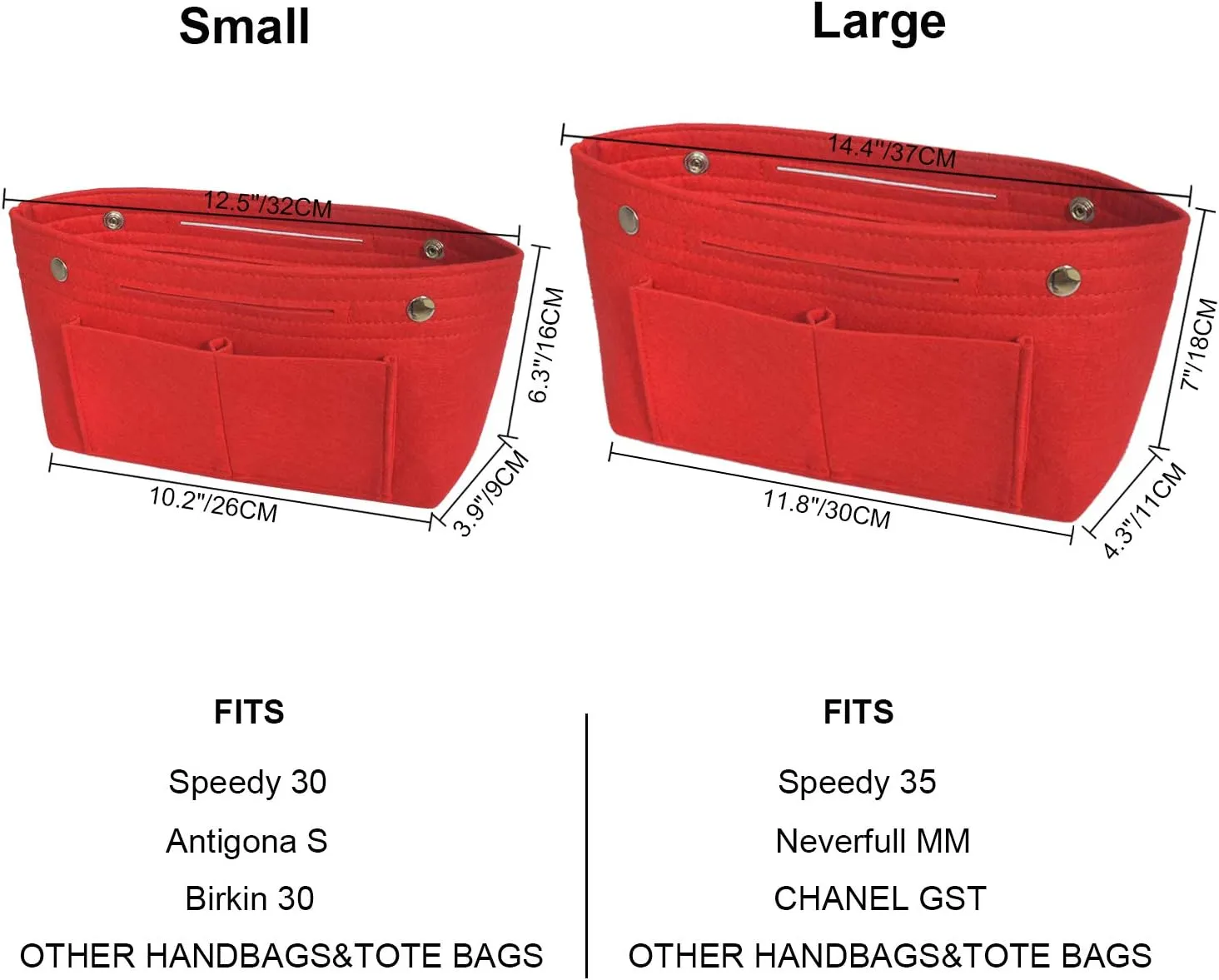 Felt Tote Handbag Purse Organizer Insert Divider Shaper Bag in Bag