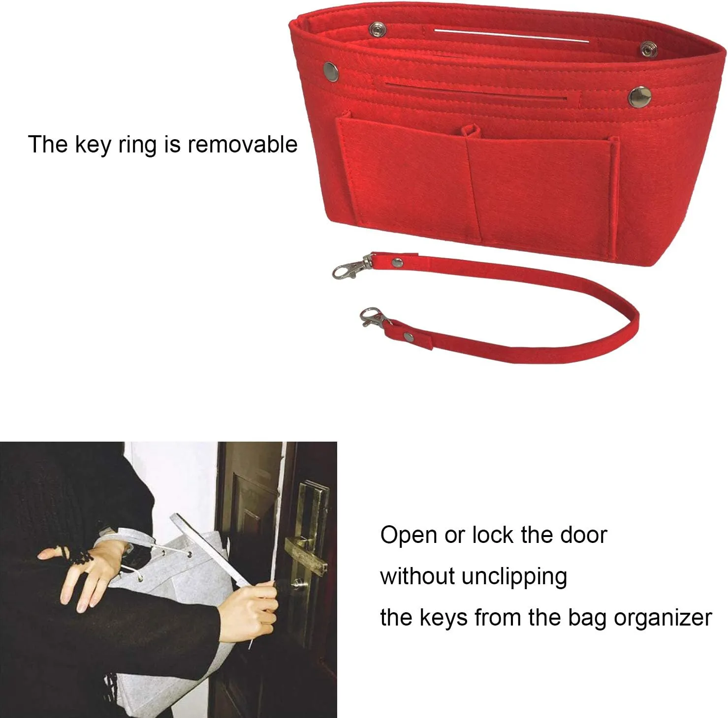 Felt Tote Handbag Purse Organizer Insert Divider Shaper Bag in Bag