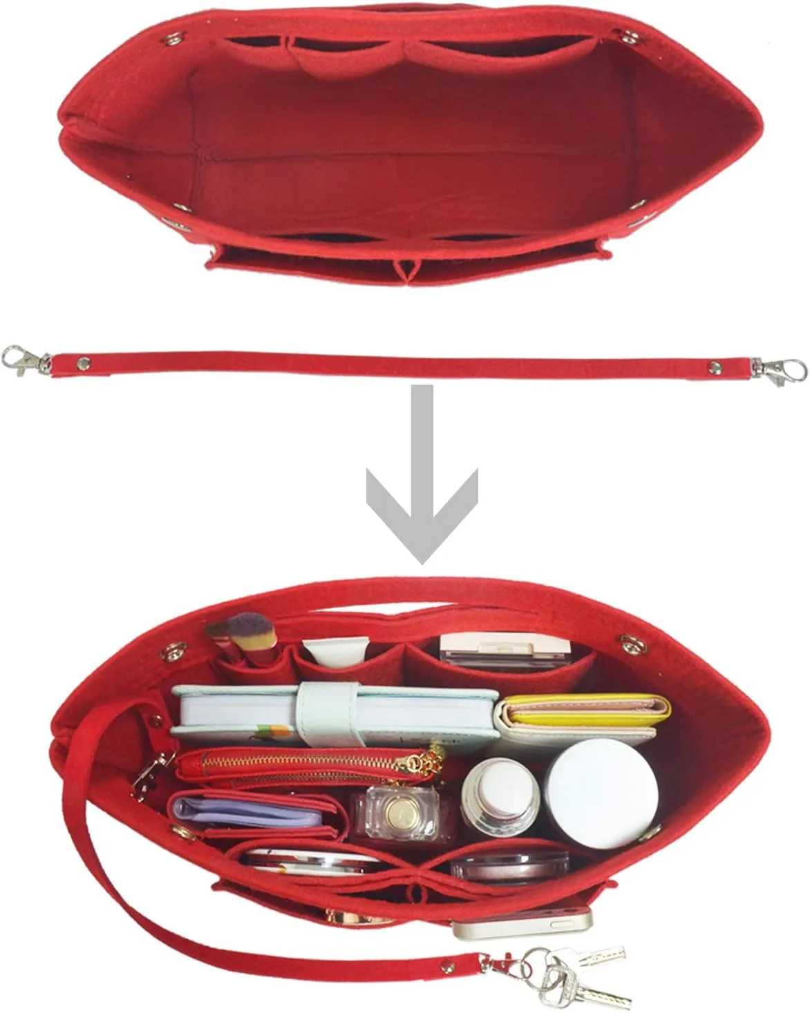 Felt Tote Handbag Purse Organizer Insert Divider Shaper Bag in Bag
