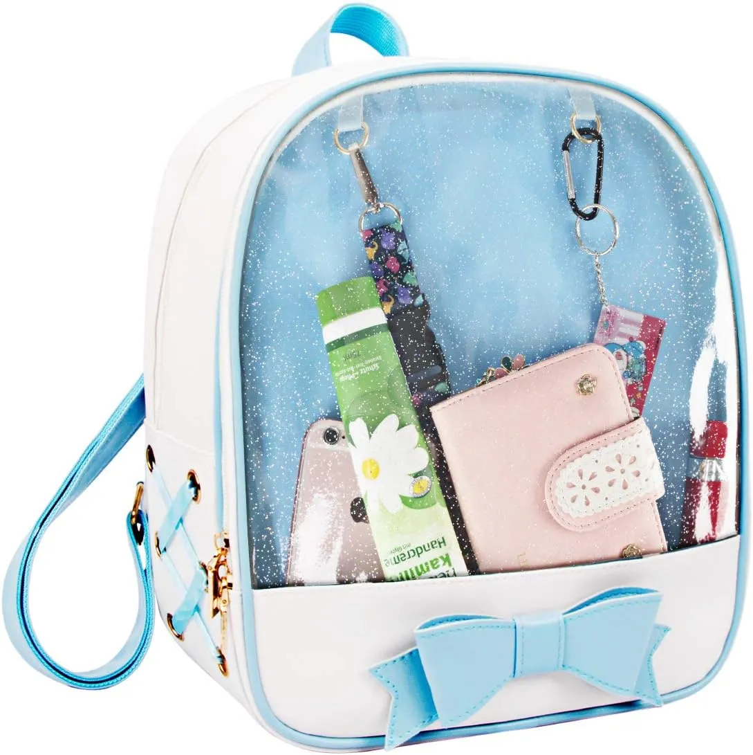 FF1 Candy Leather Bow Backpack Clear Beach Girls Bag Ita Bag