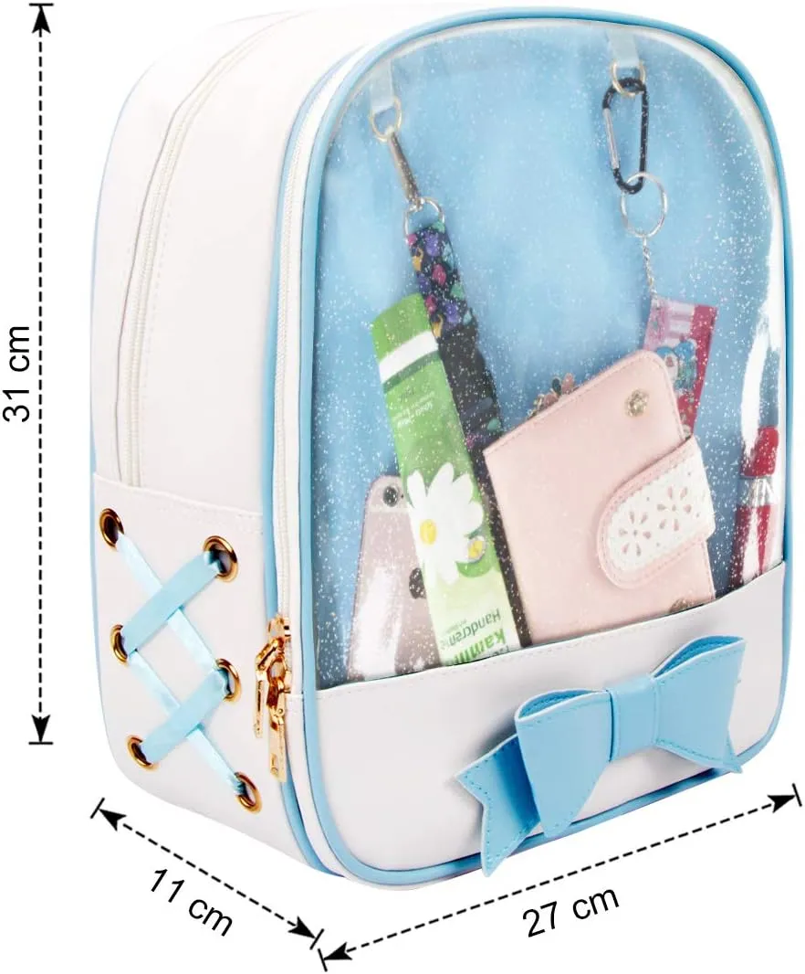 FF1 Candy Leather Bow Backpack Clear Beach Girls Bag Ita Bag