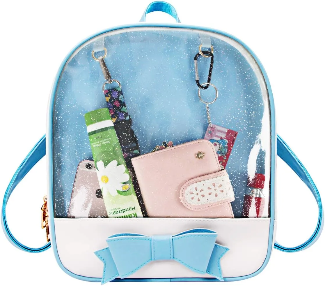 FF1 Candy Leather Bow Backpack Clear Beach Girls Bag Ita Bag