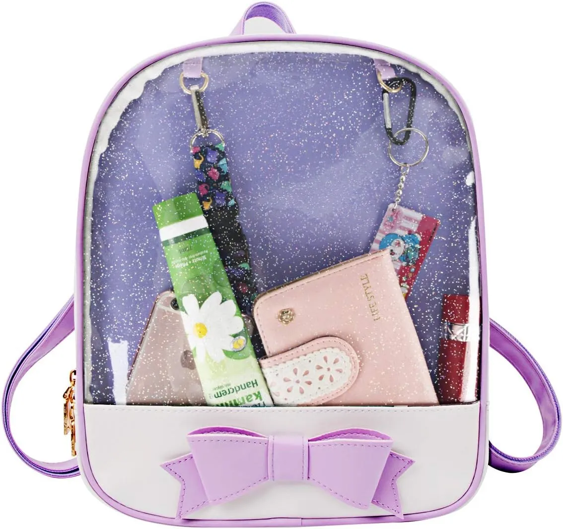 FF1 Candy Leather Bow Backpack Clear Beach Girls Bag Ita Bag