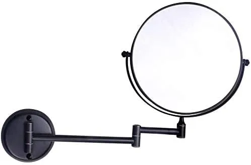FIDEMM Bathroom Makeup Mirrors,8 Inch Wall Mounted Magnifying Sturdy Double Sided Adjustable Cosmetic Shaving Vanity Extendable,Chrome,3X (Color : Black, Size : 5X)